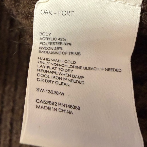 OAK + FORT Ribbed Mockneck Sweater in Chocolate Brown Size Extra Small - Picture 7 of 8